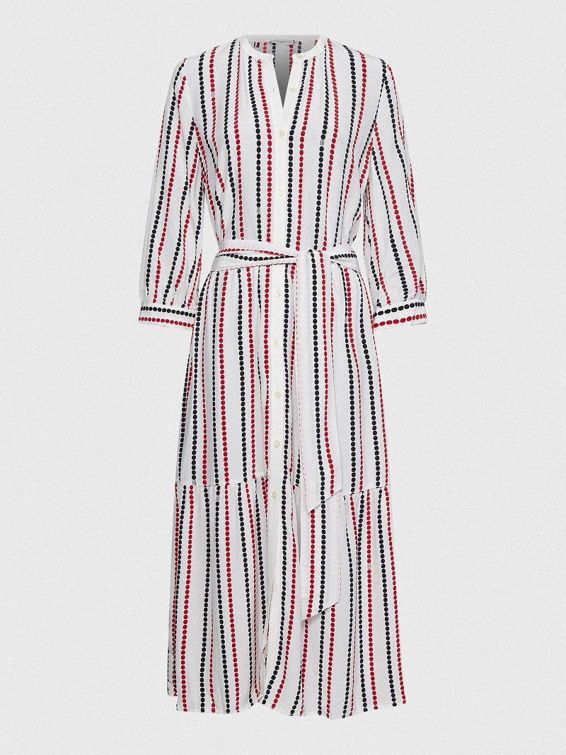 Női Tommy Hilfiger Dot Midi Shirtdress Dresses Stripes | HU 58UZG